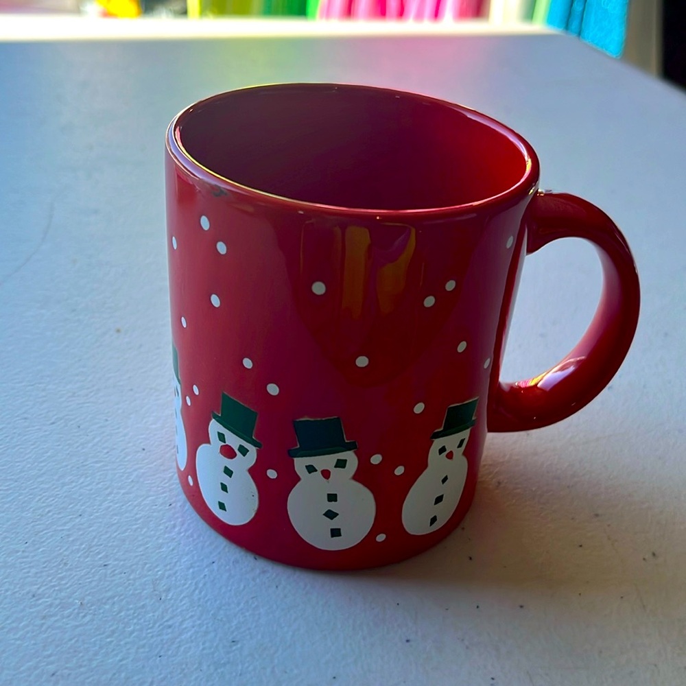 Vintage WAECHTERSBACH Red Snowman Mug Christmas Ceramic Coffee Cup Germany